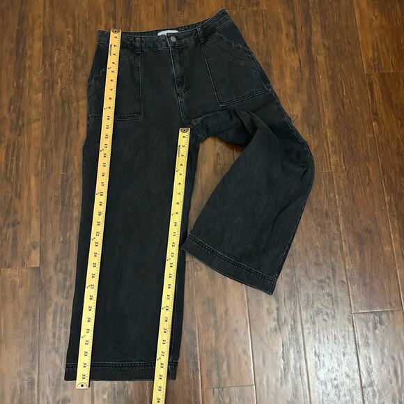 OLIVER BONAS Jeans Black Denim Cropped Wide Leg HR Baggy Gothic - Picture 10 of 11